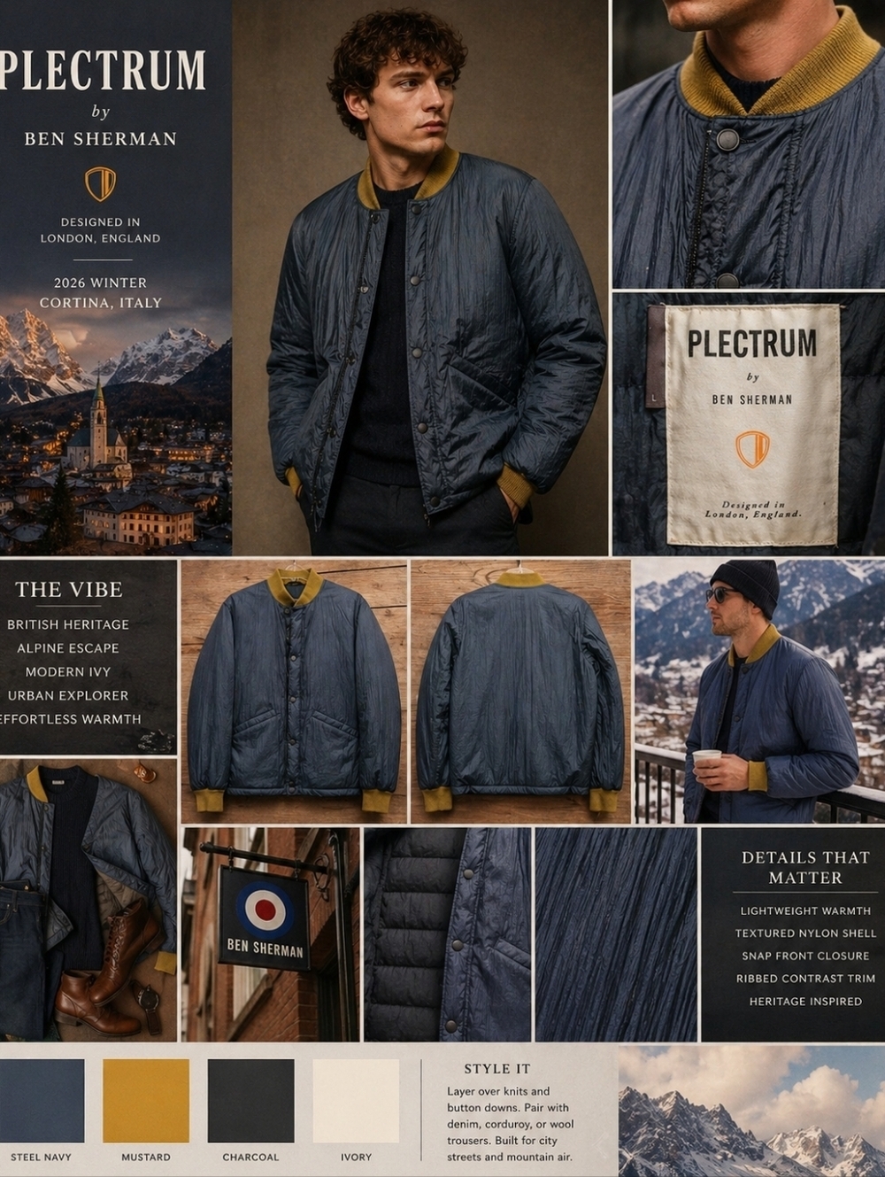 Sz Large Plectrum by Ben Sherman Jacket 2026 Winter Cortina Italy GB Designer